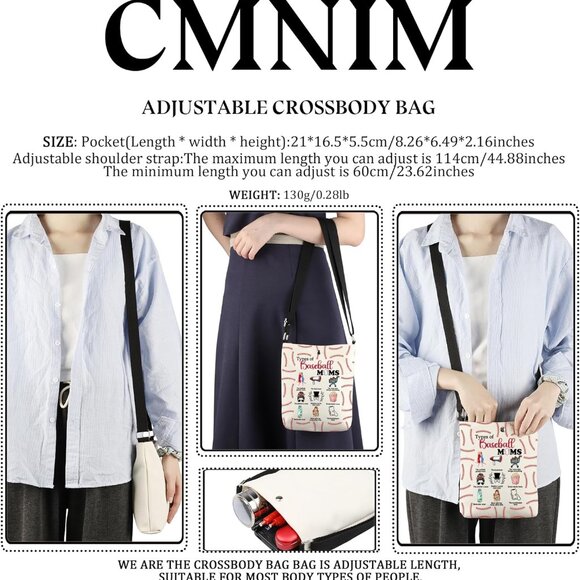 Stylish Baseball Mom Crossbody Bag with Magnetic Closure & Adjustable Strap - Picture 2 of 7